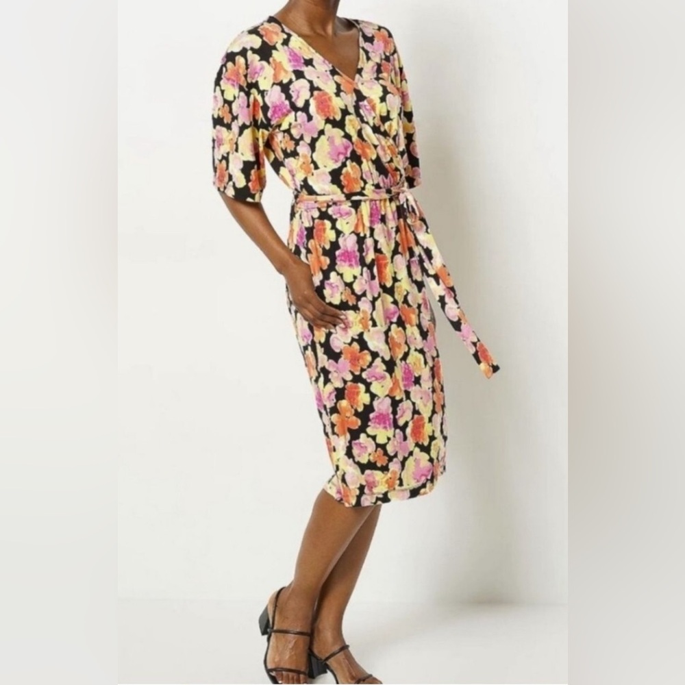 Jason Wu Multicolor Floral Wrap Midi Dress